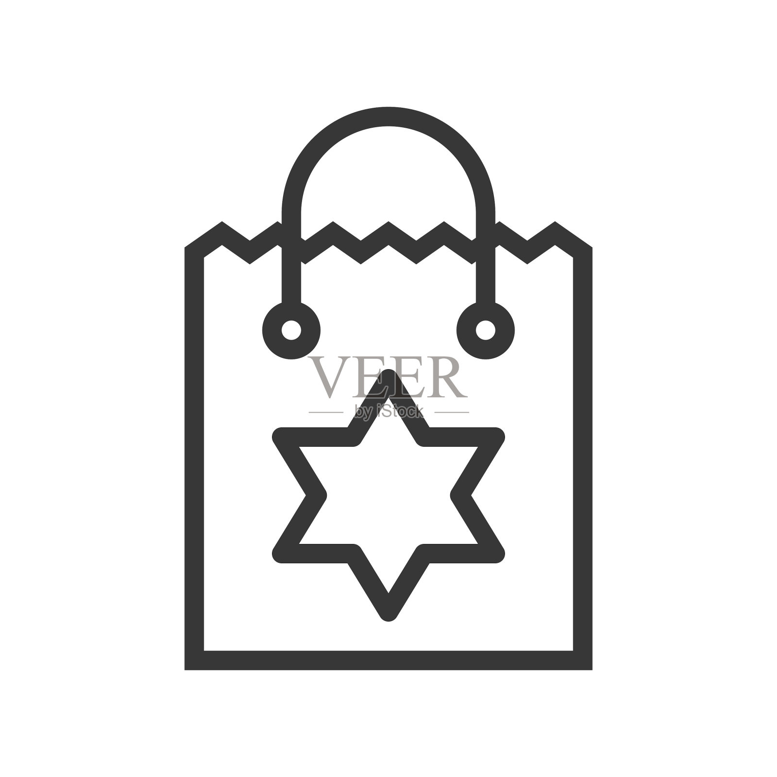 购物袋快乐圣诞主题设定大纲图标素材