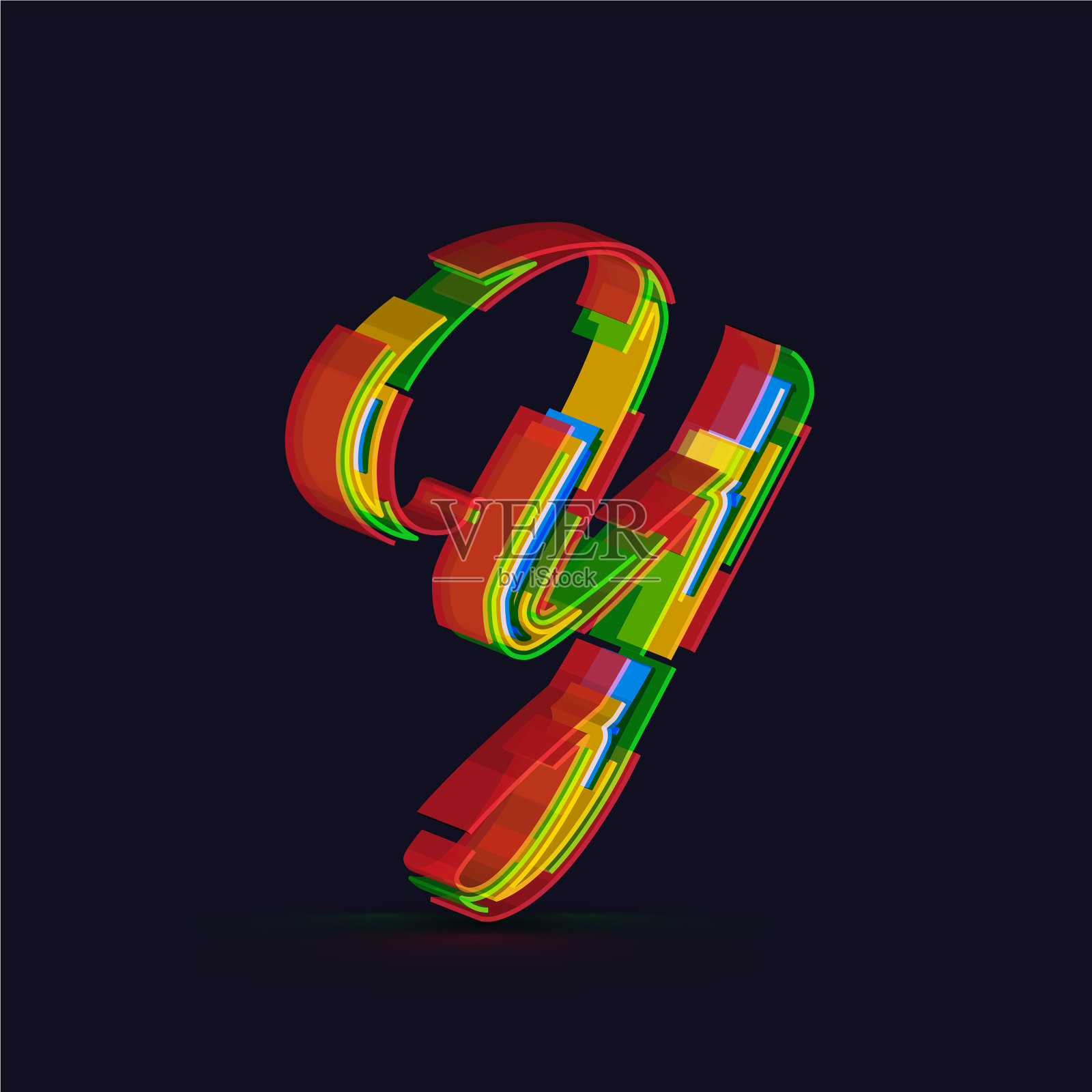 3d彩色字符从一个字体集插画图片素材