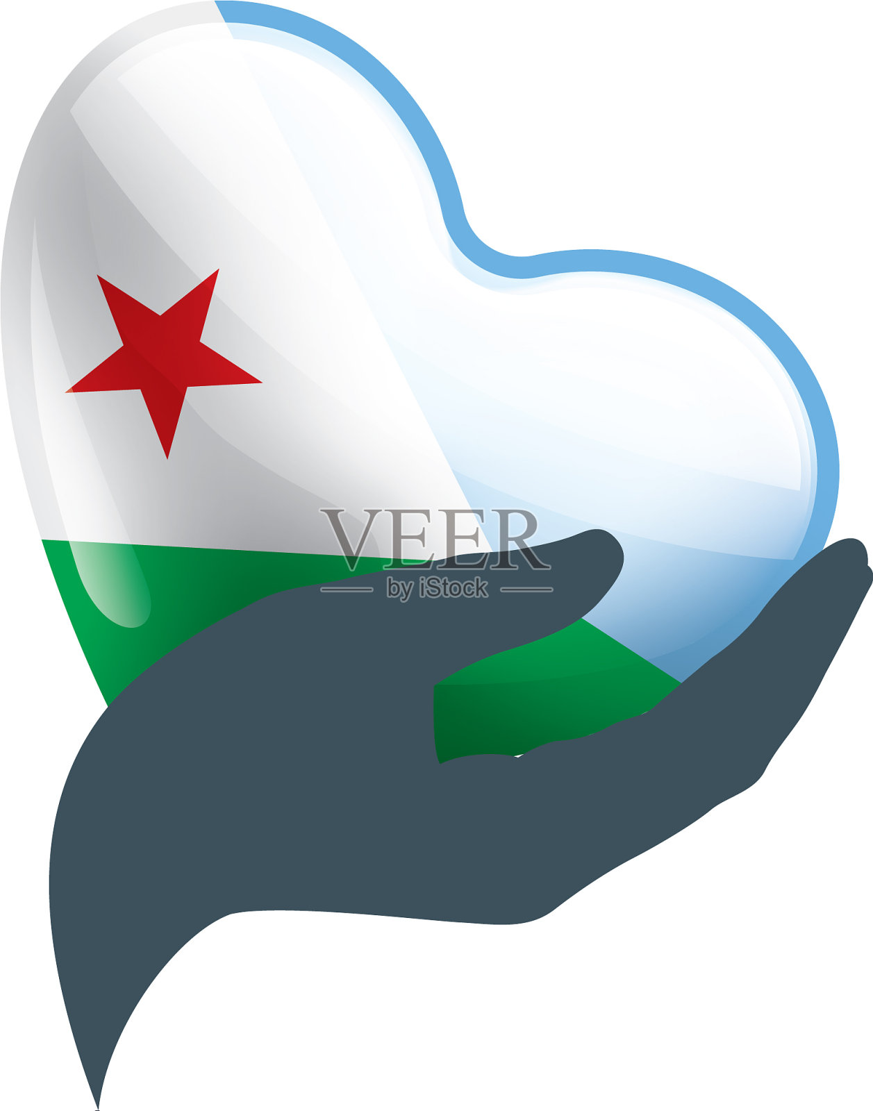 吉布提国旗上印着白色设计元素图片