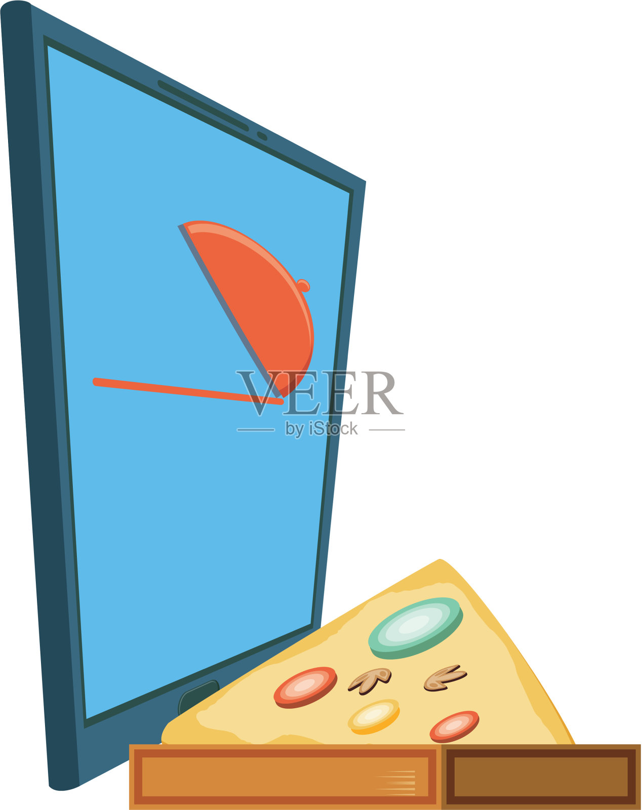 智能手机配披萨外卖应用设计元素图片