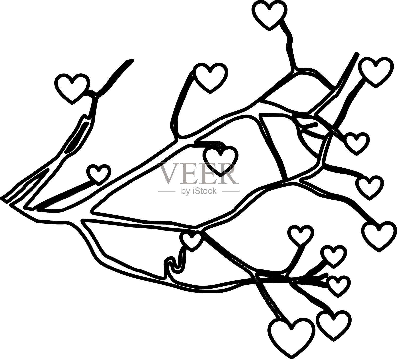 树植物的树枝与心的图标设计元素图片