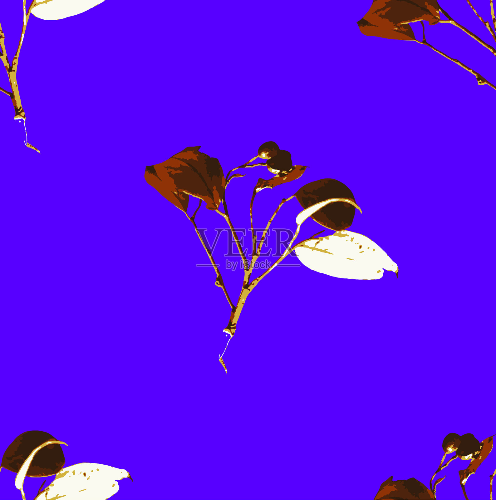 无缝模式叶平面模板插画图片素材