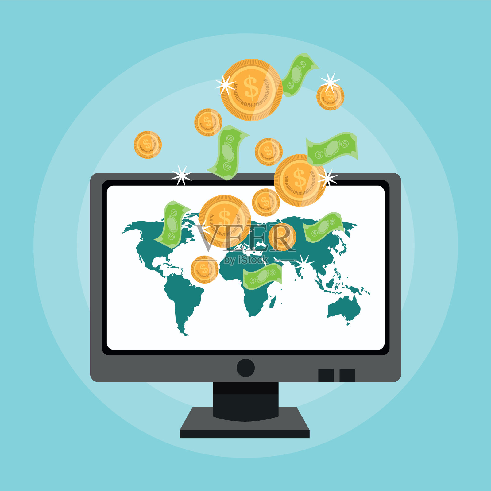 网上购物或电子商务相关的图标形象插画图片素材