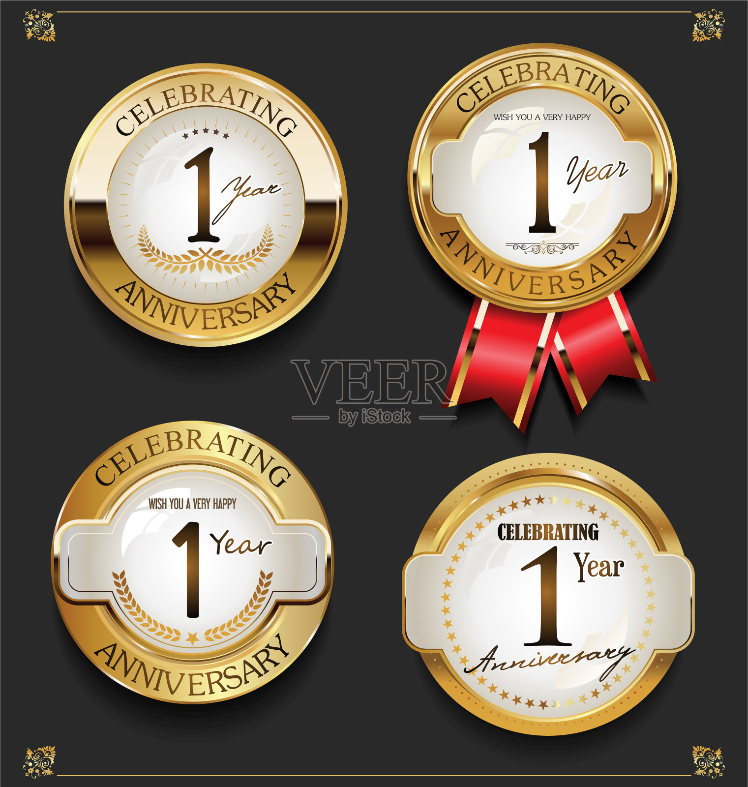 优雅的金婚纪念收藏插画图片素材