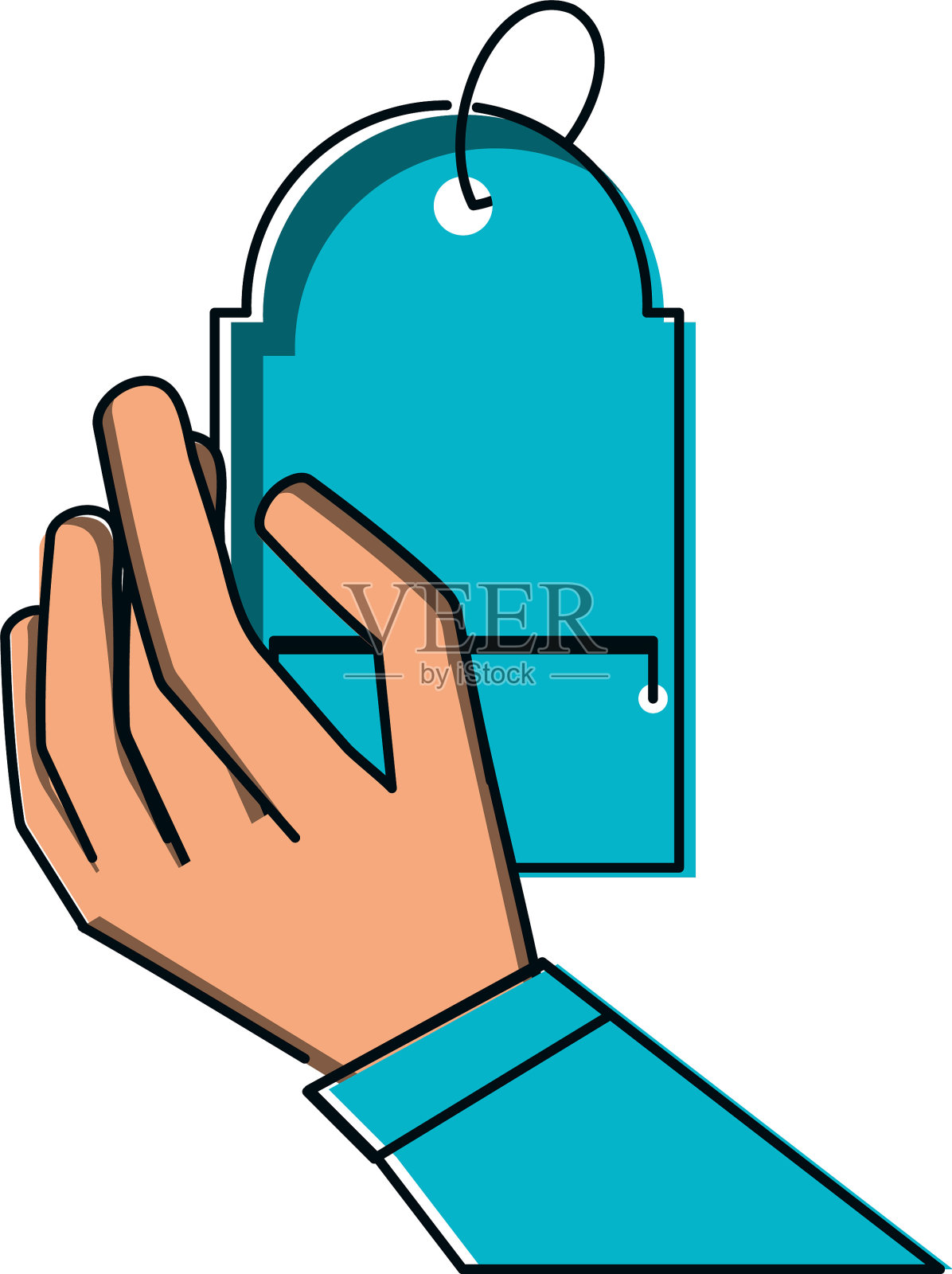 手与标签商业孤立图标设计元素图片
