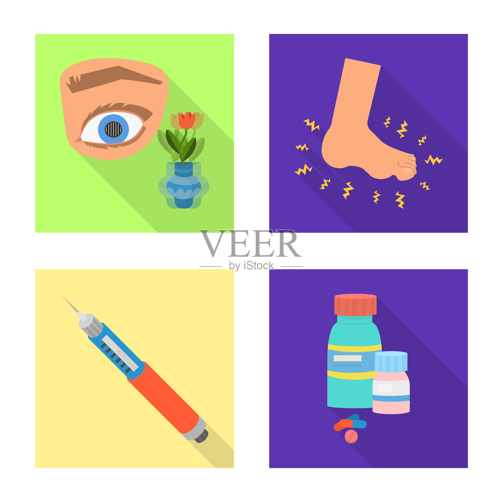 隔离对象症状和疾病图标插画图片素材