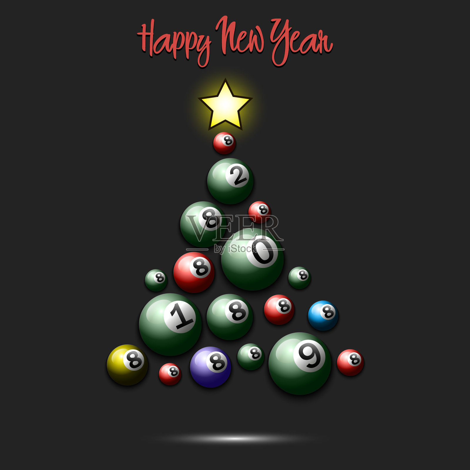 圣诞树从台球插画图片素材