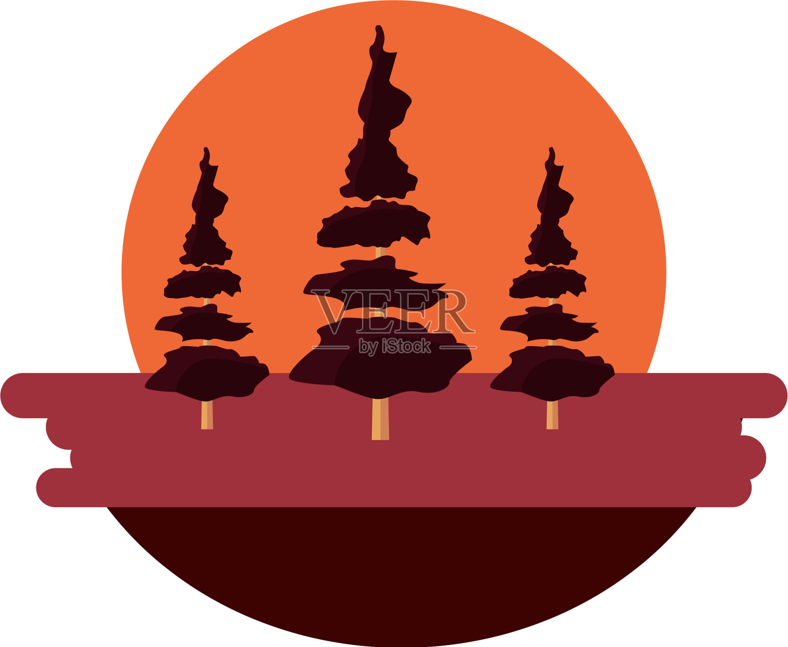 树木，森林，田野，地面，白色背景设计元素图片