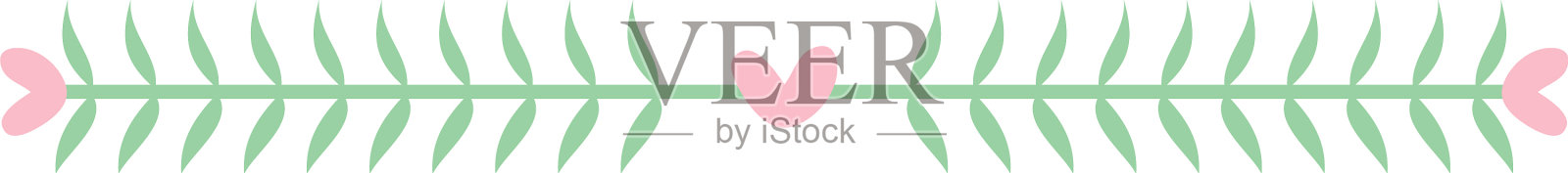 框架线与叶和心装饰波西米亚设计元素图片