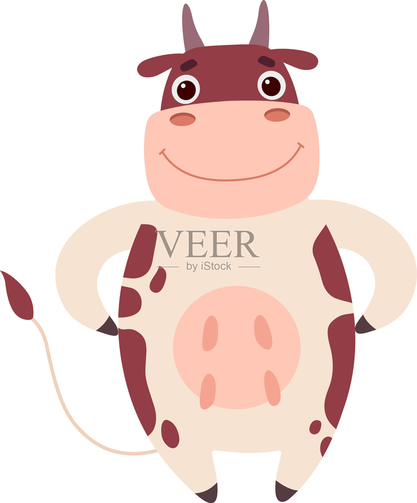 可爱的微笑牛站在两腿疯人院设计元素图片