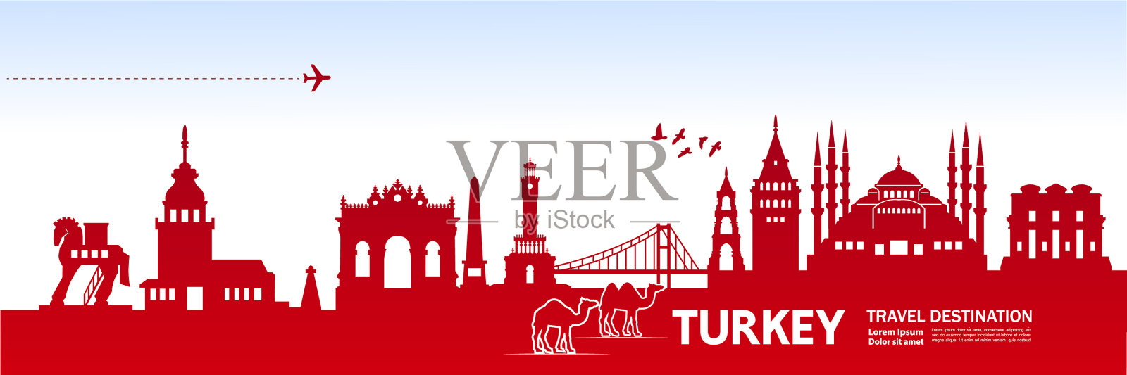 土耳其旅游目的地插画图片素材