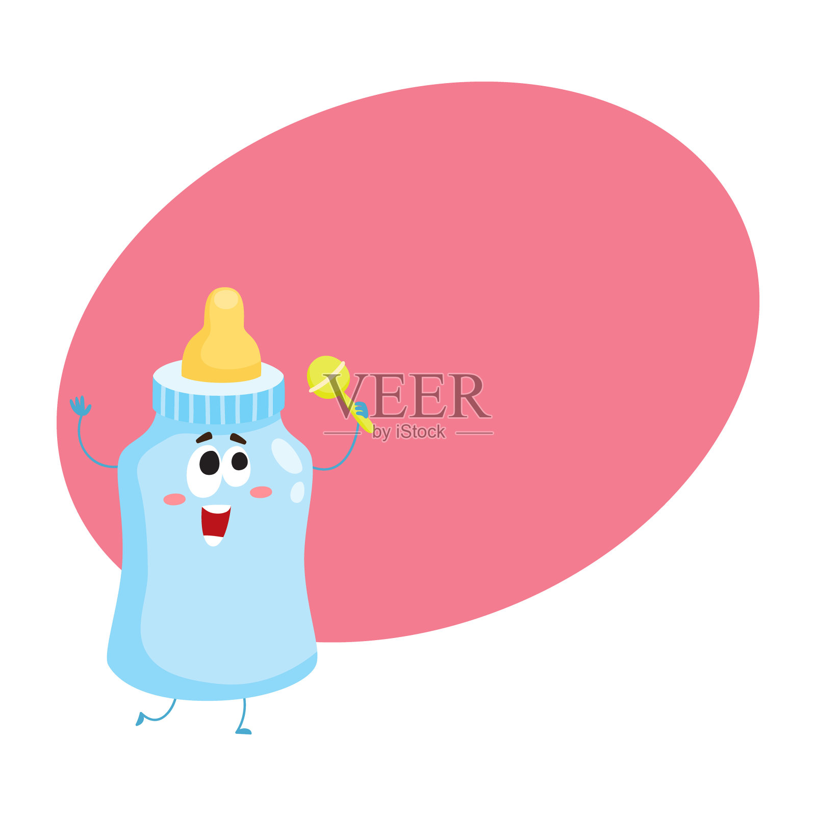 有趣的婴儿奶瓶人物吉祥物设计元素图片