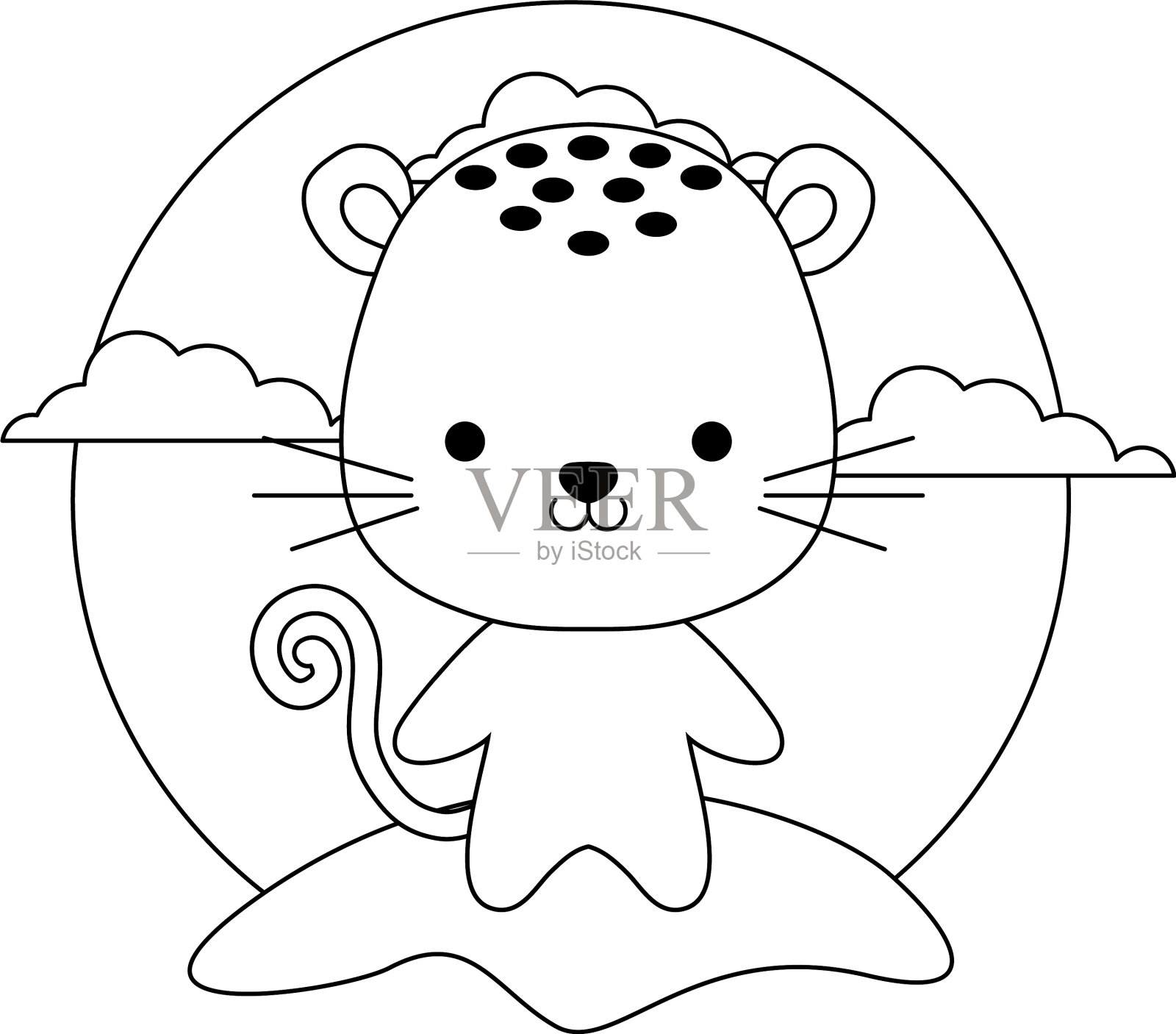 可爱的老虎动物在景观设计元素图片