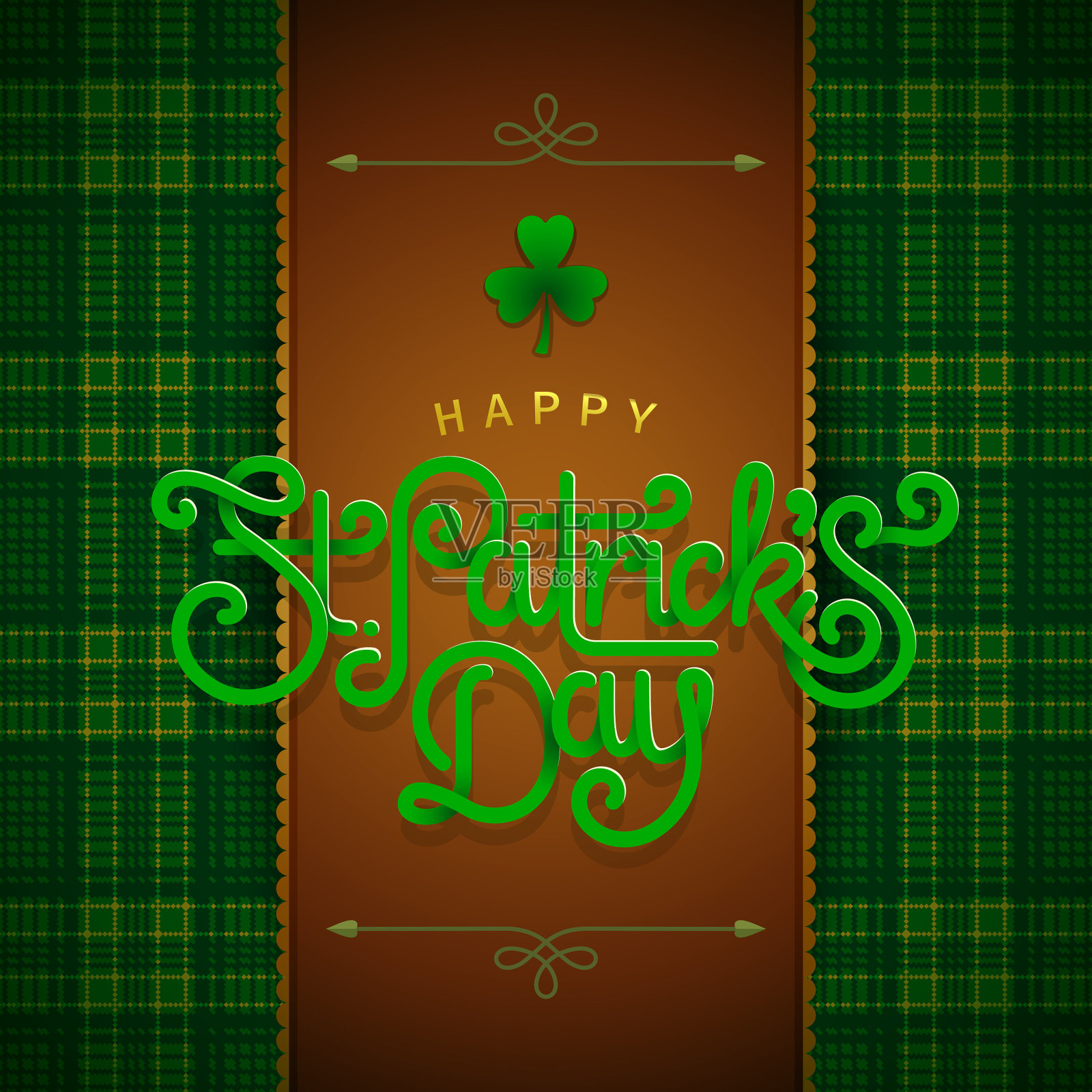 快乐的圣帕特里克节问候海报3d插画图片素材