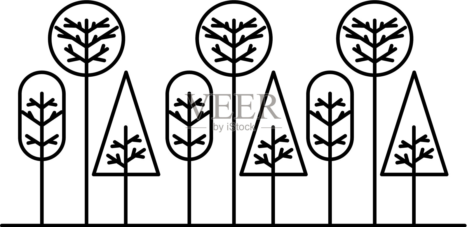 森林树木自然几何形状设计元素图片