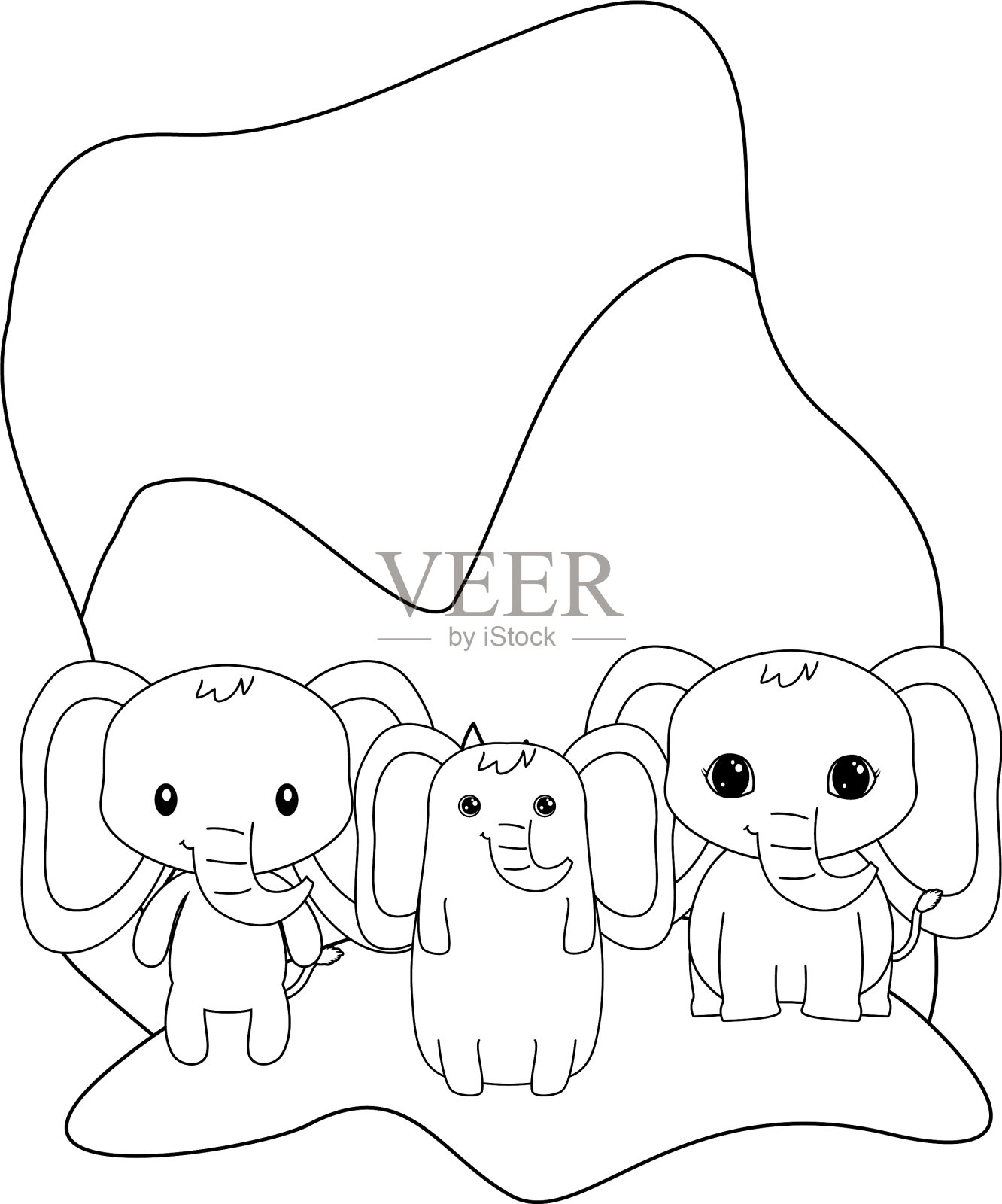 可爱的大象动物孤立的图标设计元素图片