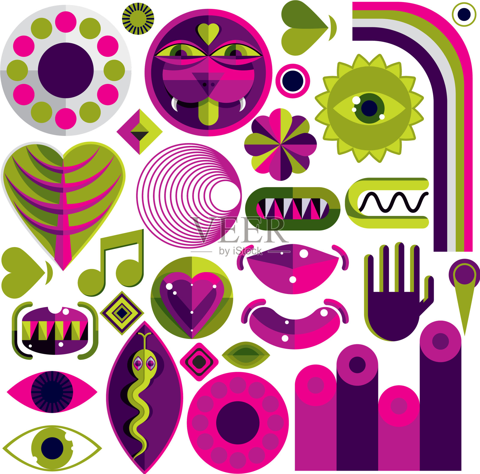 可以使用不同的现代主义符号设计元素图片