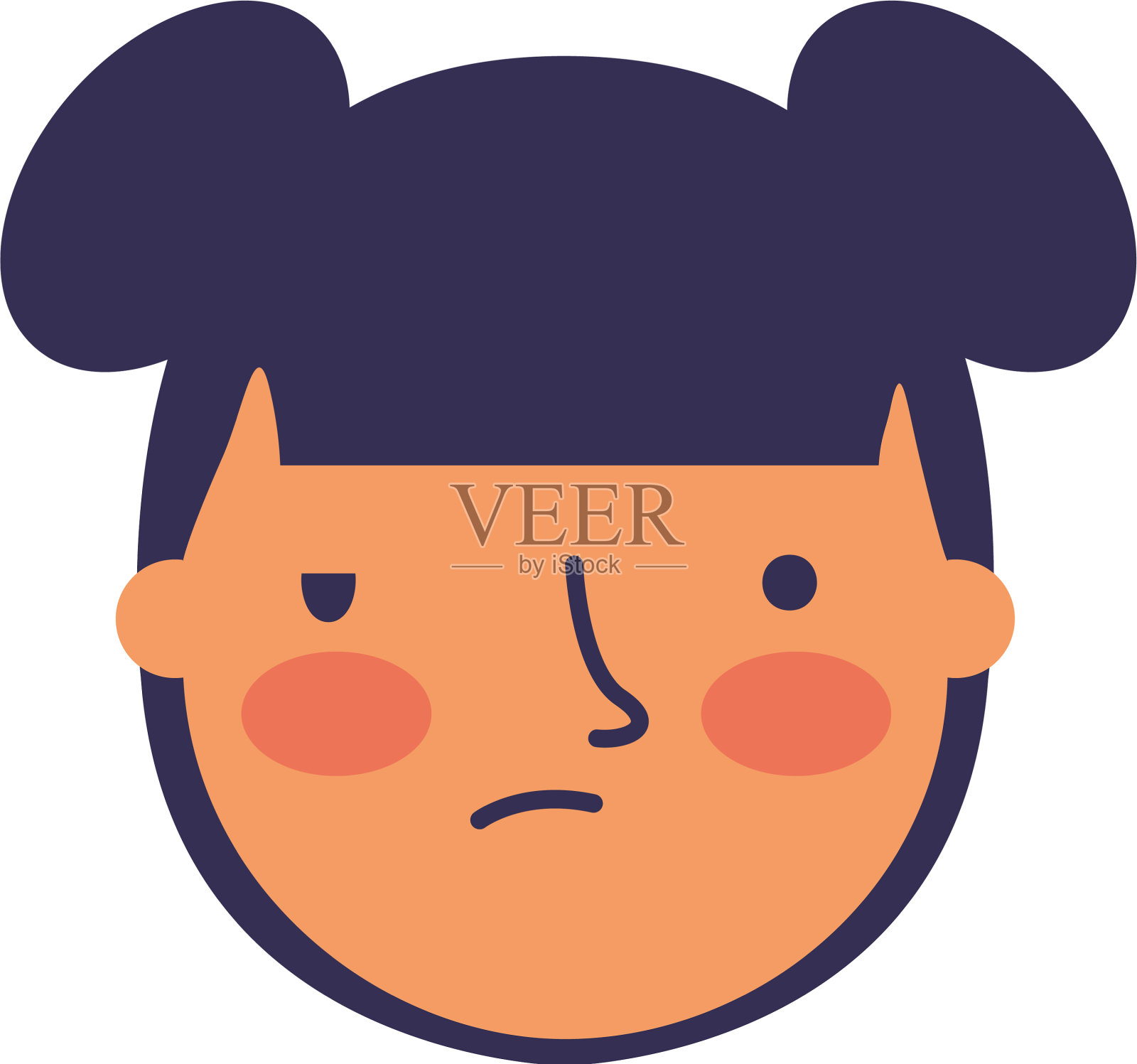 女孩脸上悲伤的表情手势设计元素图片