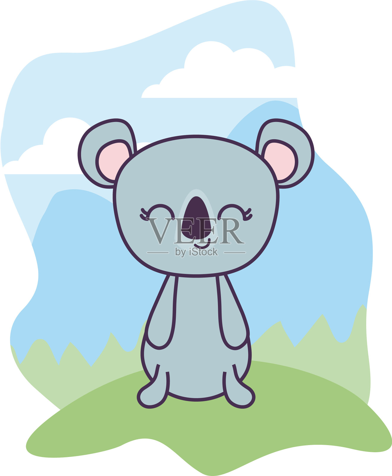 可爱的考拉动物在景观设计元素图片