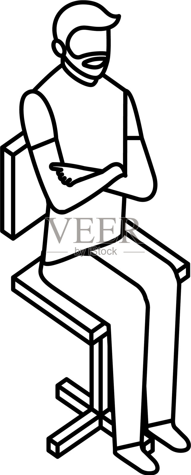 胡子男人坐在椅子上设计元素图片