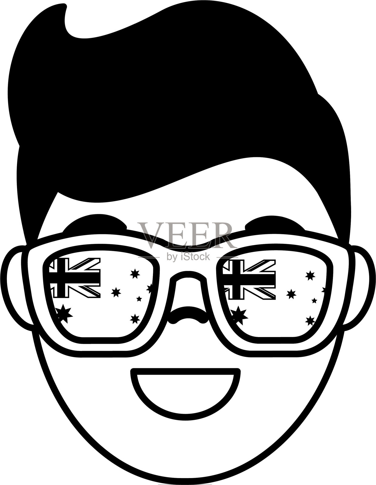 戴着澳大利亚太阳镜的脸男设计元素图片