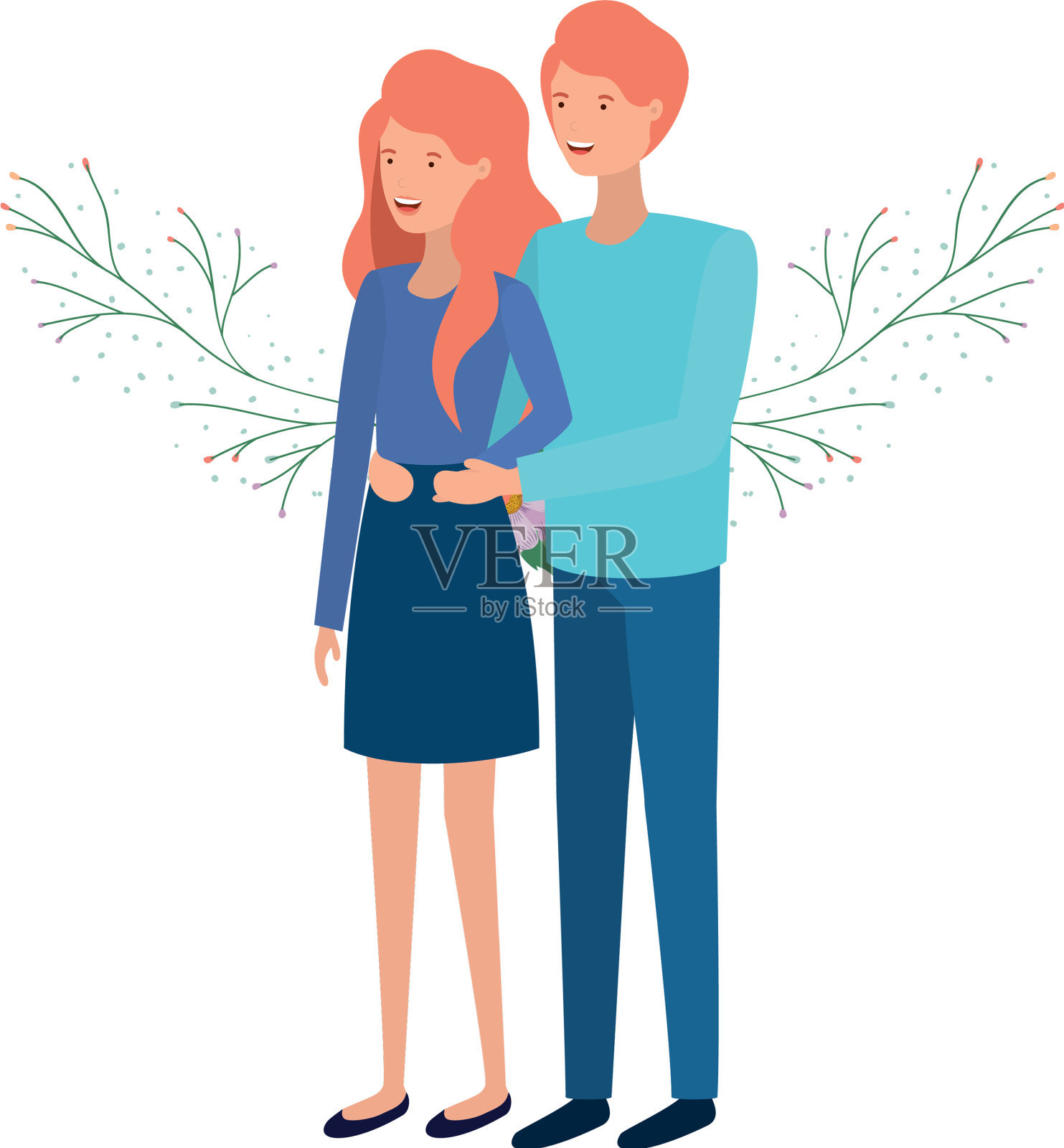 年轻夫妇的化身插画图片素材