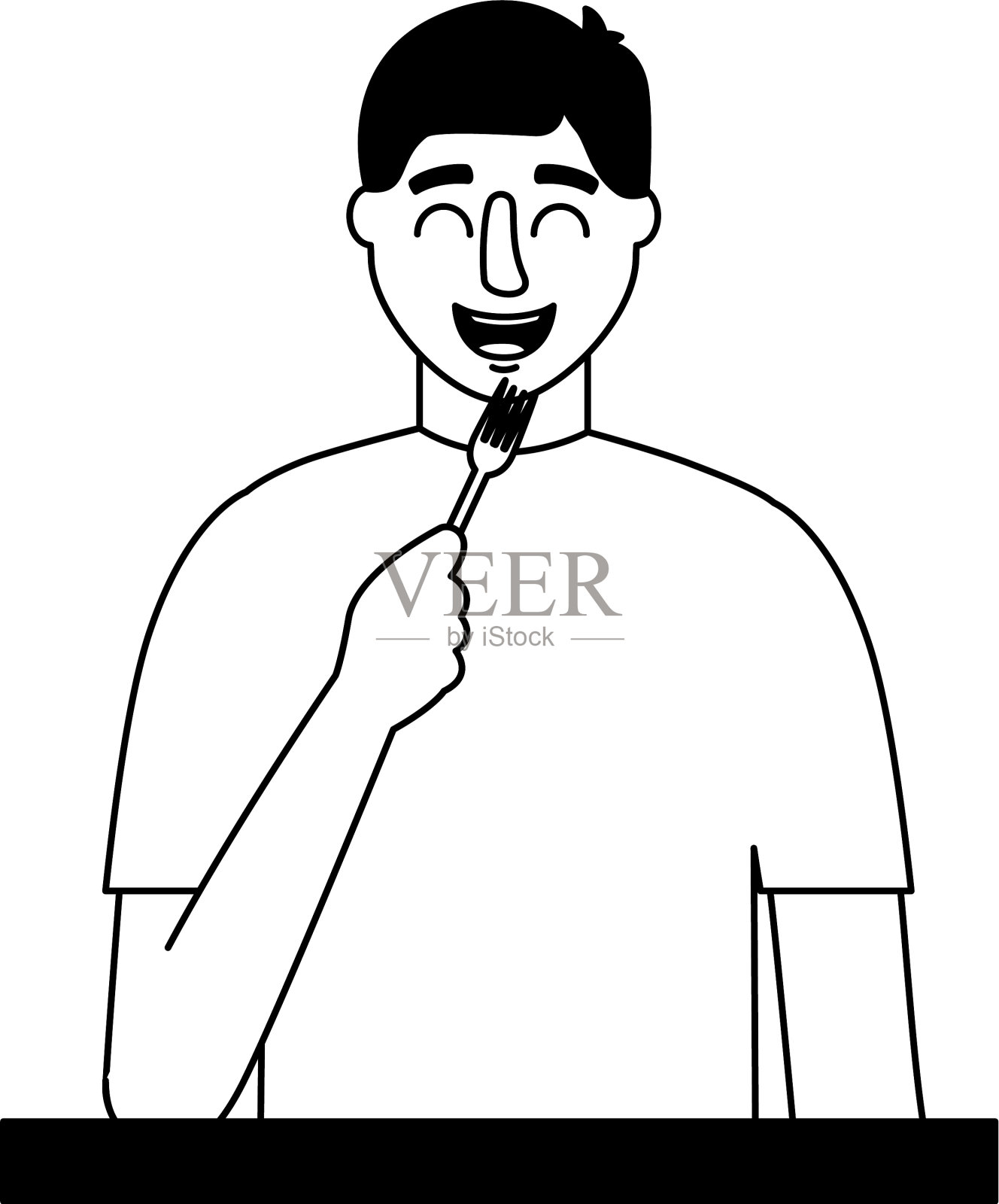 手持刀叉的男子背景是白色设计元素图片