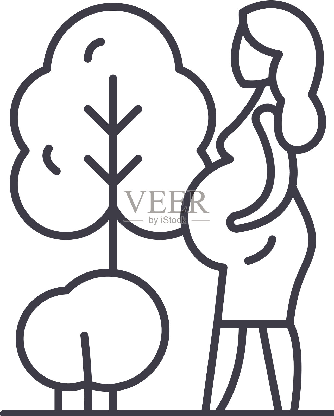 孕妇线图标概念孕妇设计元素图片