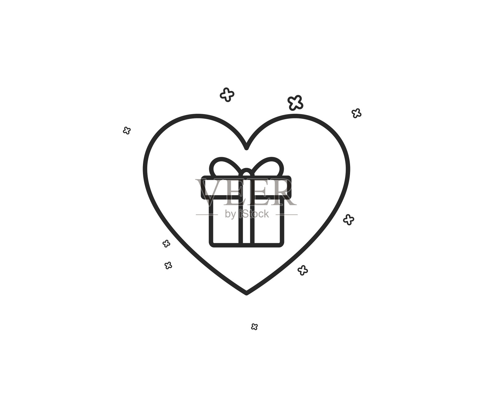 爱的礼盒线图标现在的标志插画图片素材