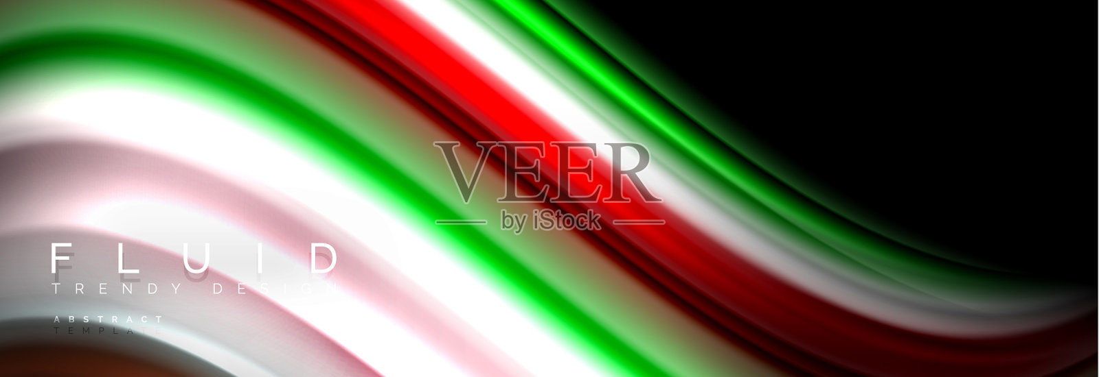 明亮的彩色液体流体线条上的黑色插画图片素材