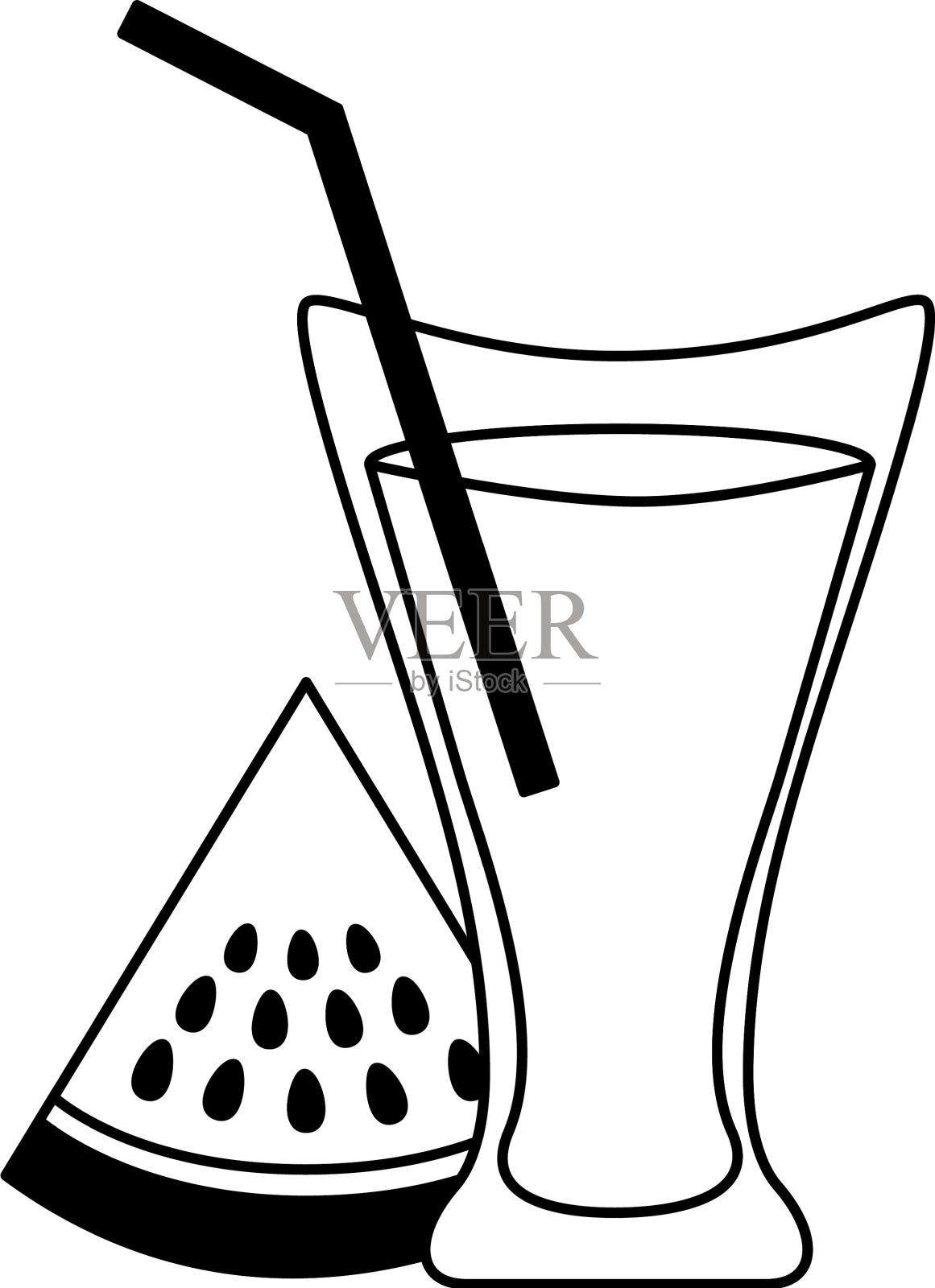 西瓜汁杯，吸管设计元素图片