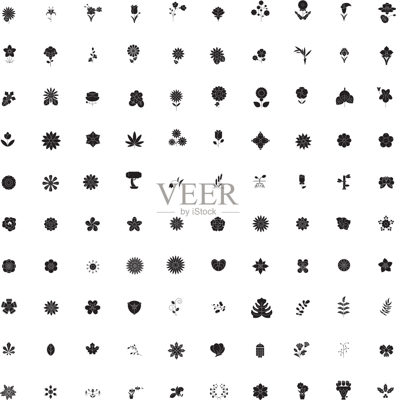 太阳花黑色概念图标太阳花图标素材