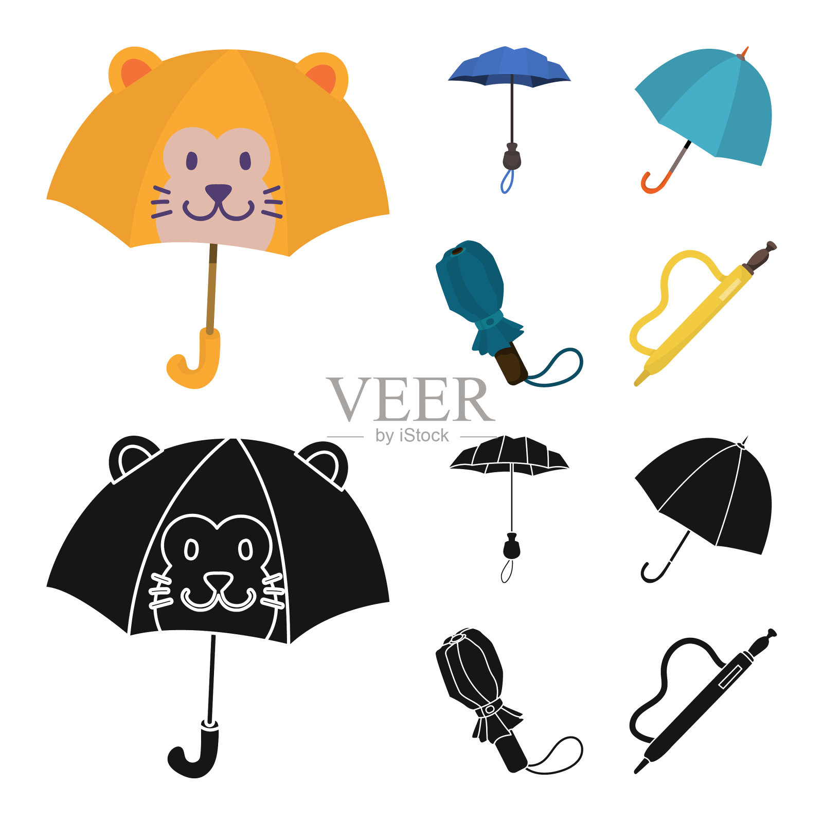 保护和关闭图标的设计插画图片素材