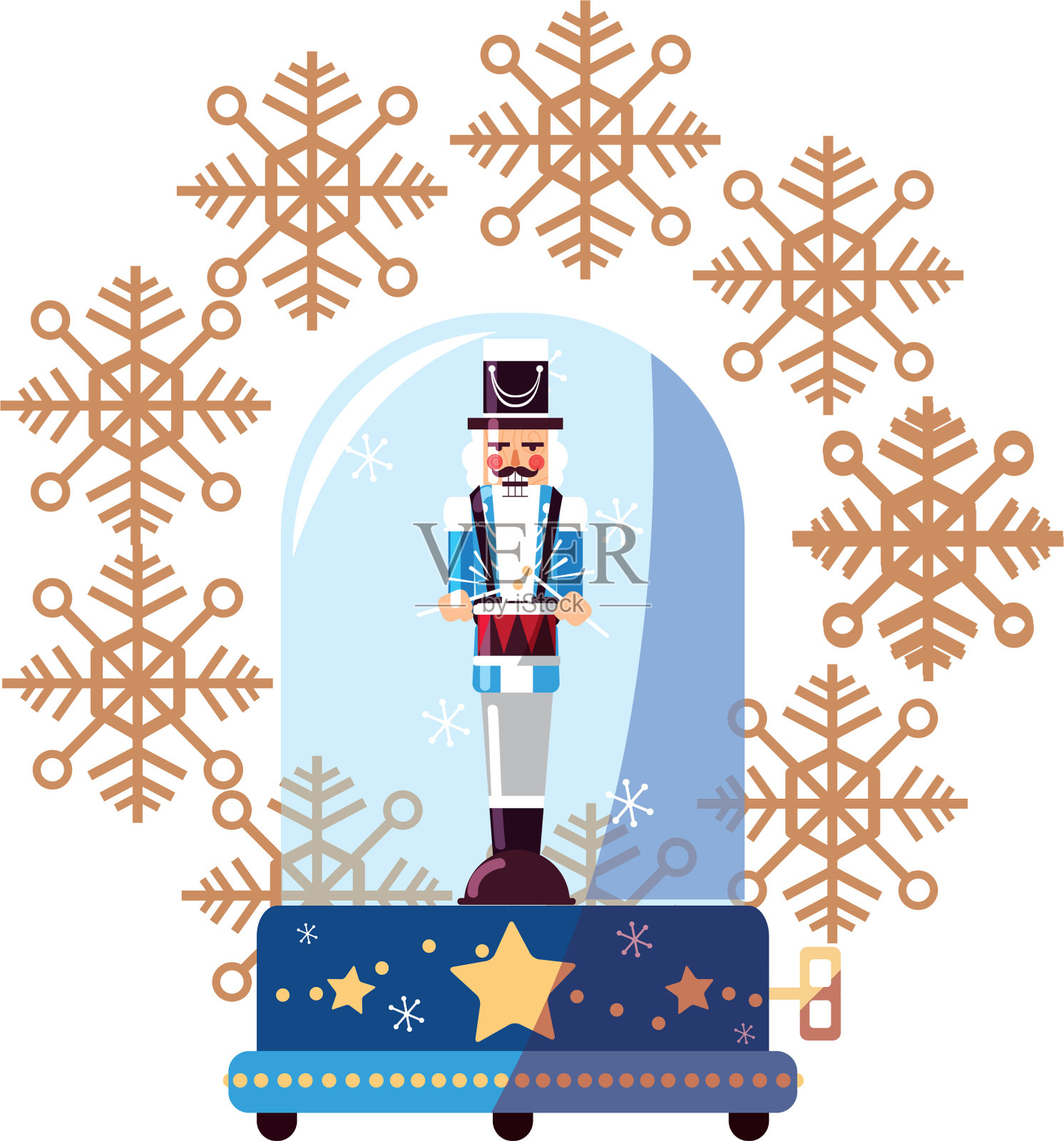 胡桃夹子圣诞雪花球雪花设计元素图片