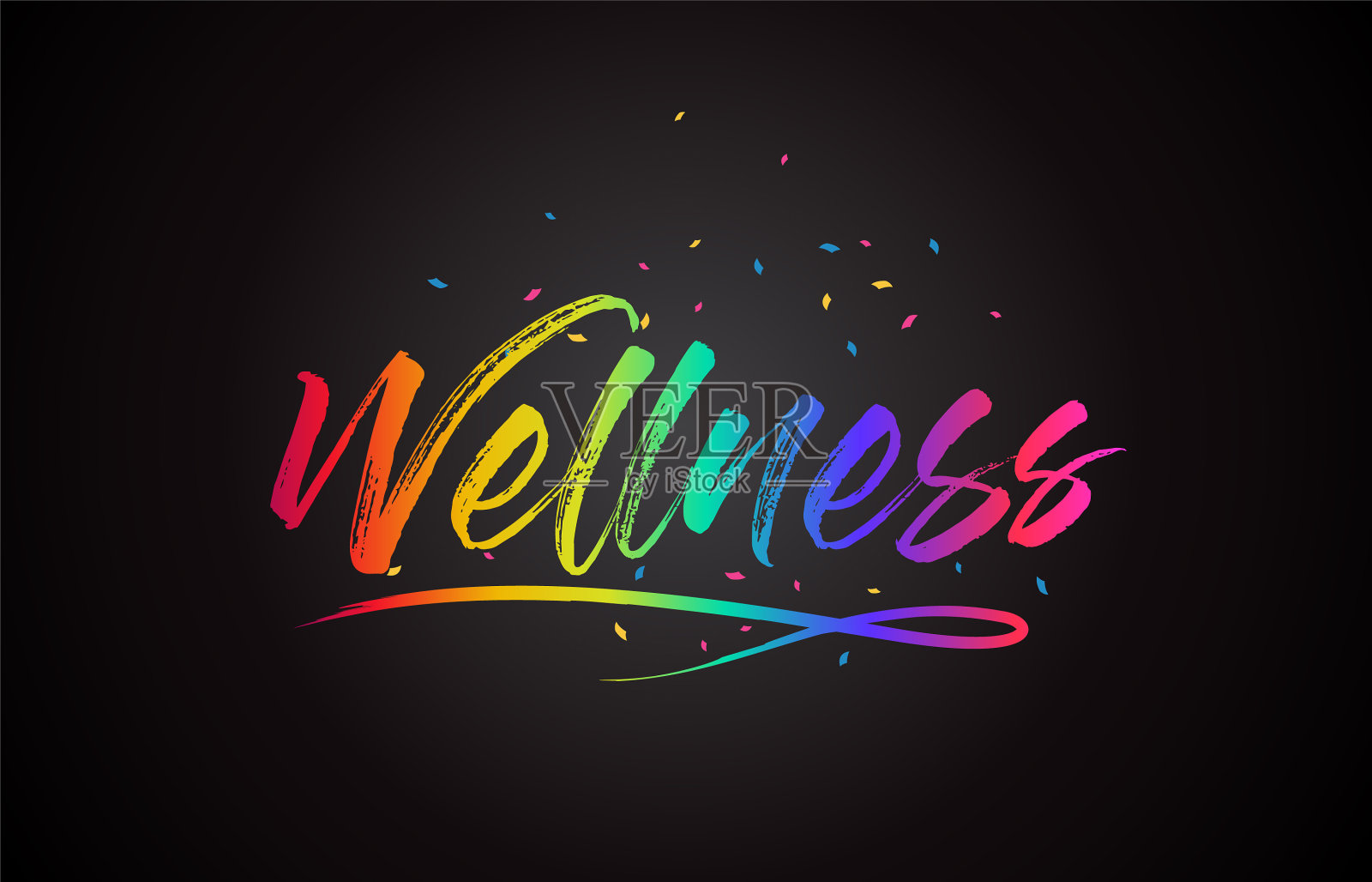 健康字文字与手写彩虹插画图片素材