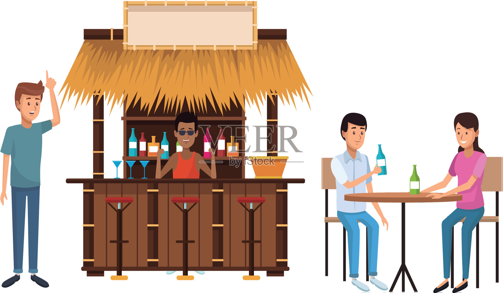 夏天海滩卡通插画图片素材