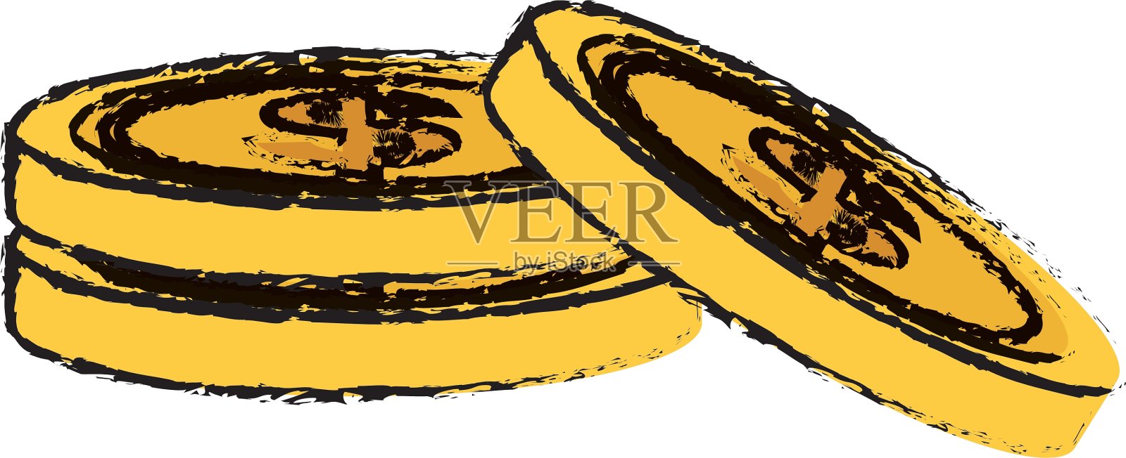 硬币钱孤立设计元素图片