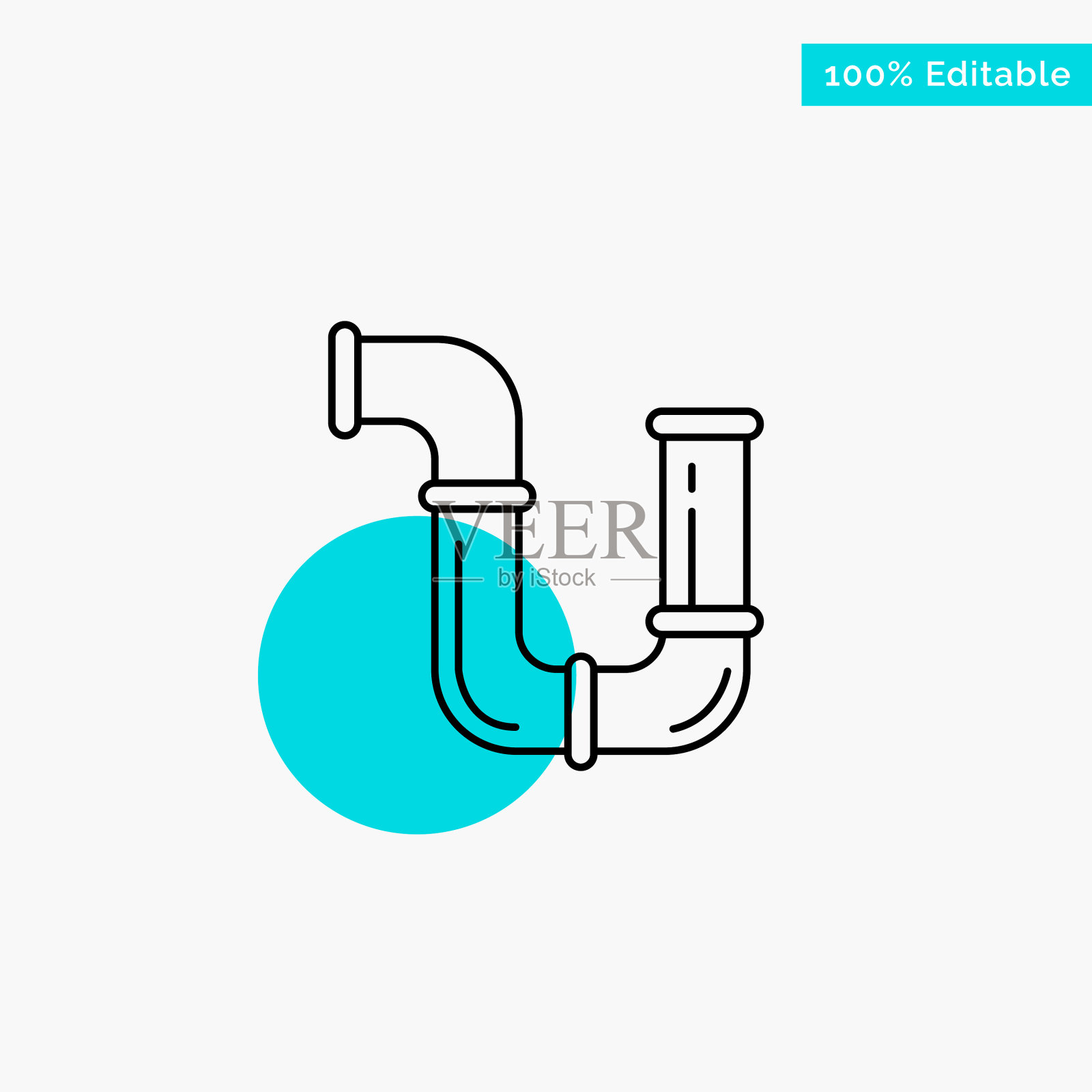 水管修理工具的水呈绿松石色插画图片素材