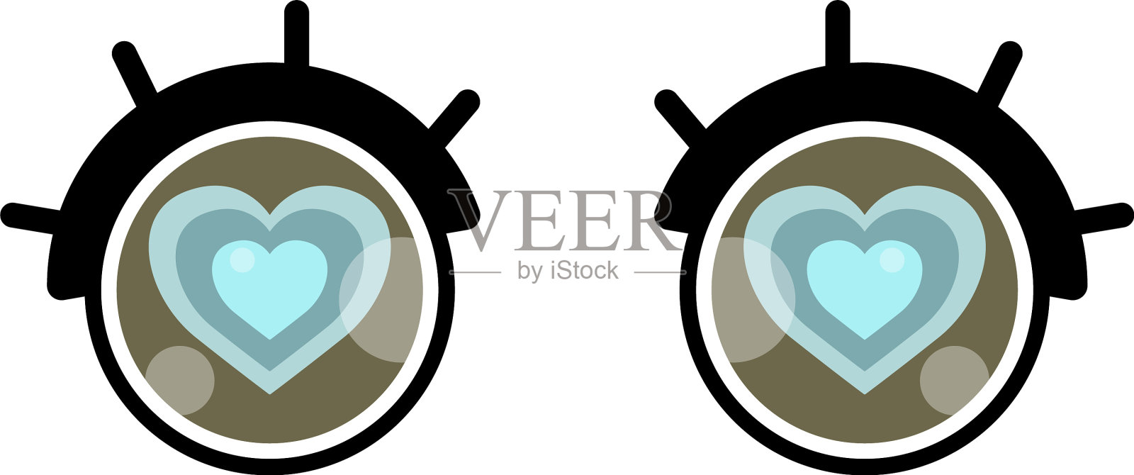 情人节卡片可爱卡通眼睛与心设计元素图片