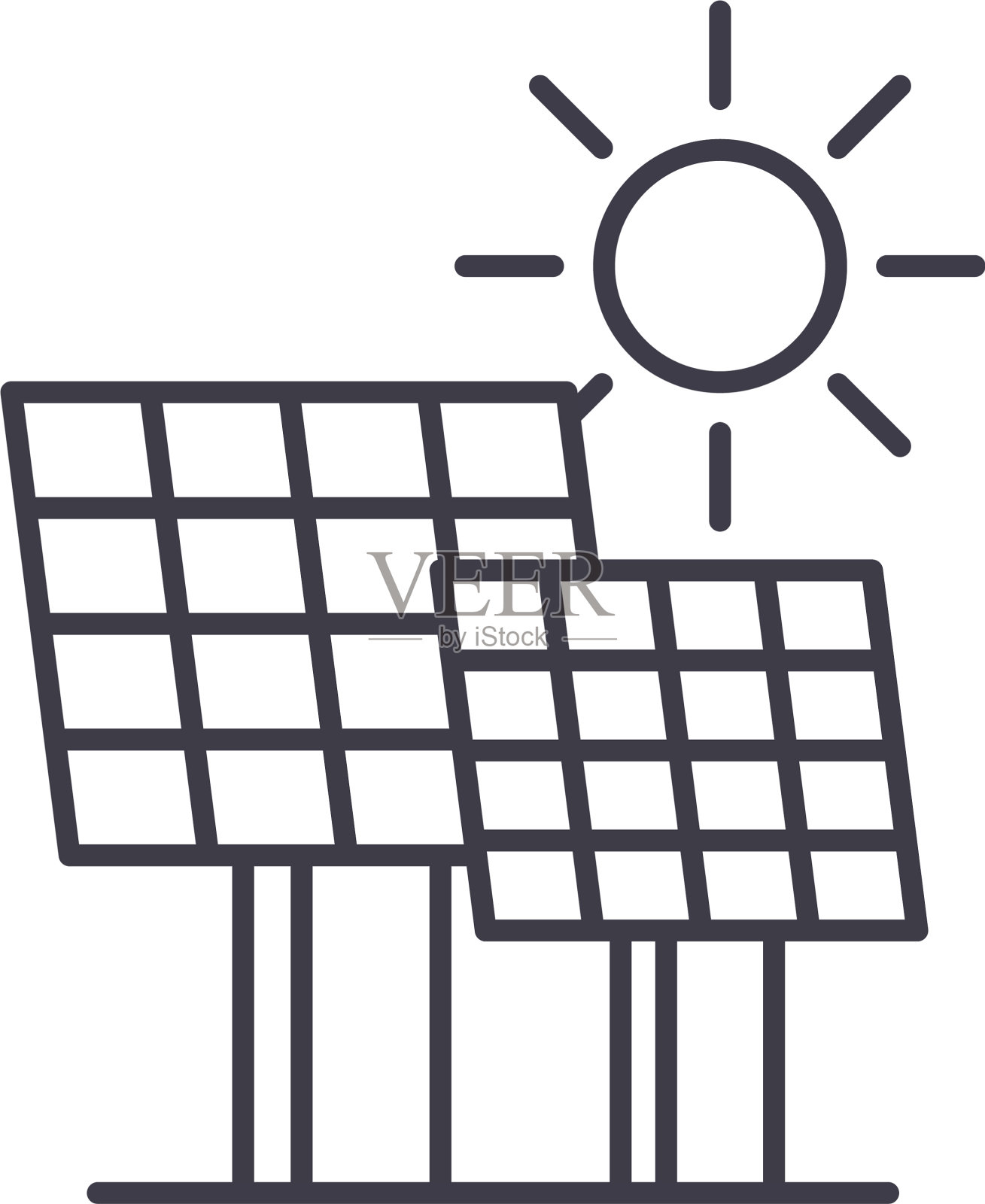 太阳能电力线图标概念太阳能设计元素图片