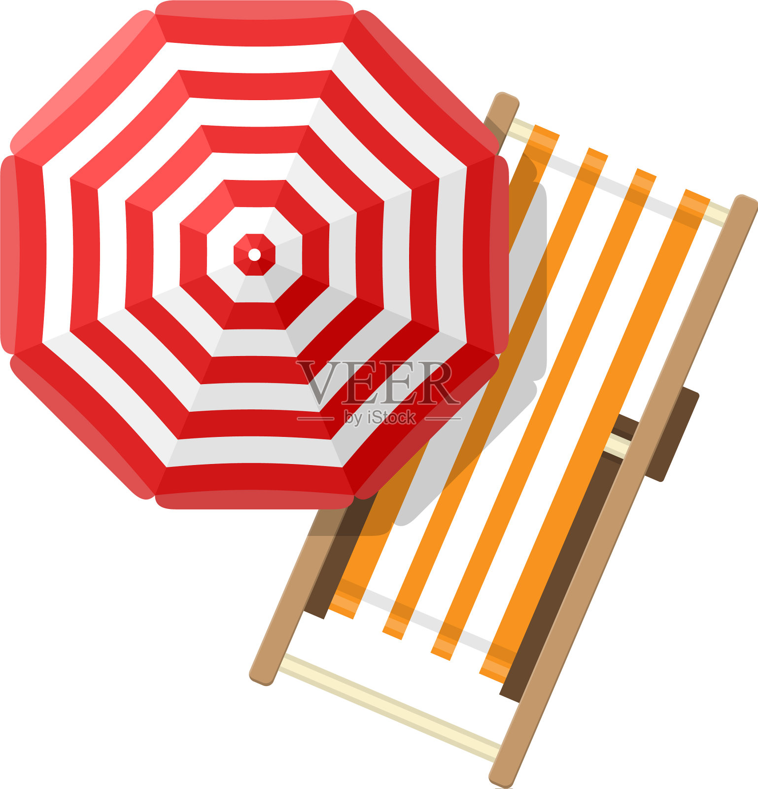 海滩伞顶视图上的白色背景设计元素图片