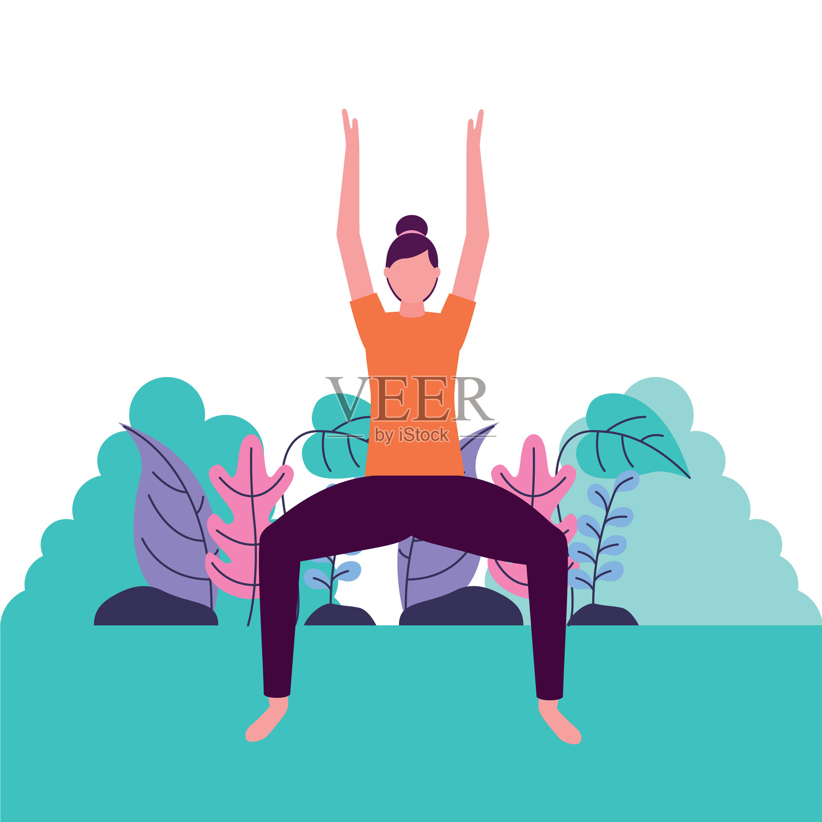 人们瑜伽活动插画图片素材