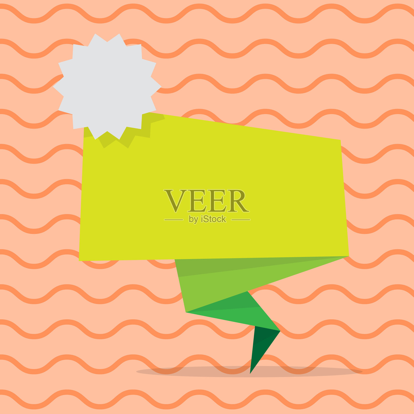 空白两色调折叠横幅与印章在一个插画图片素材