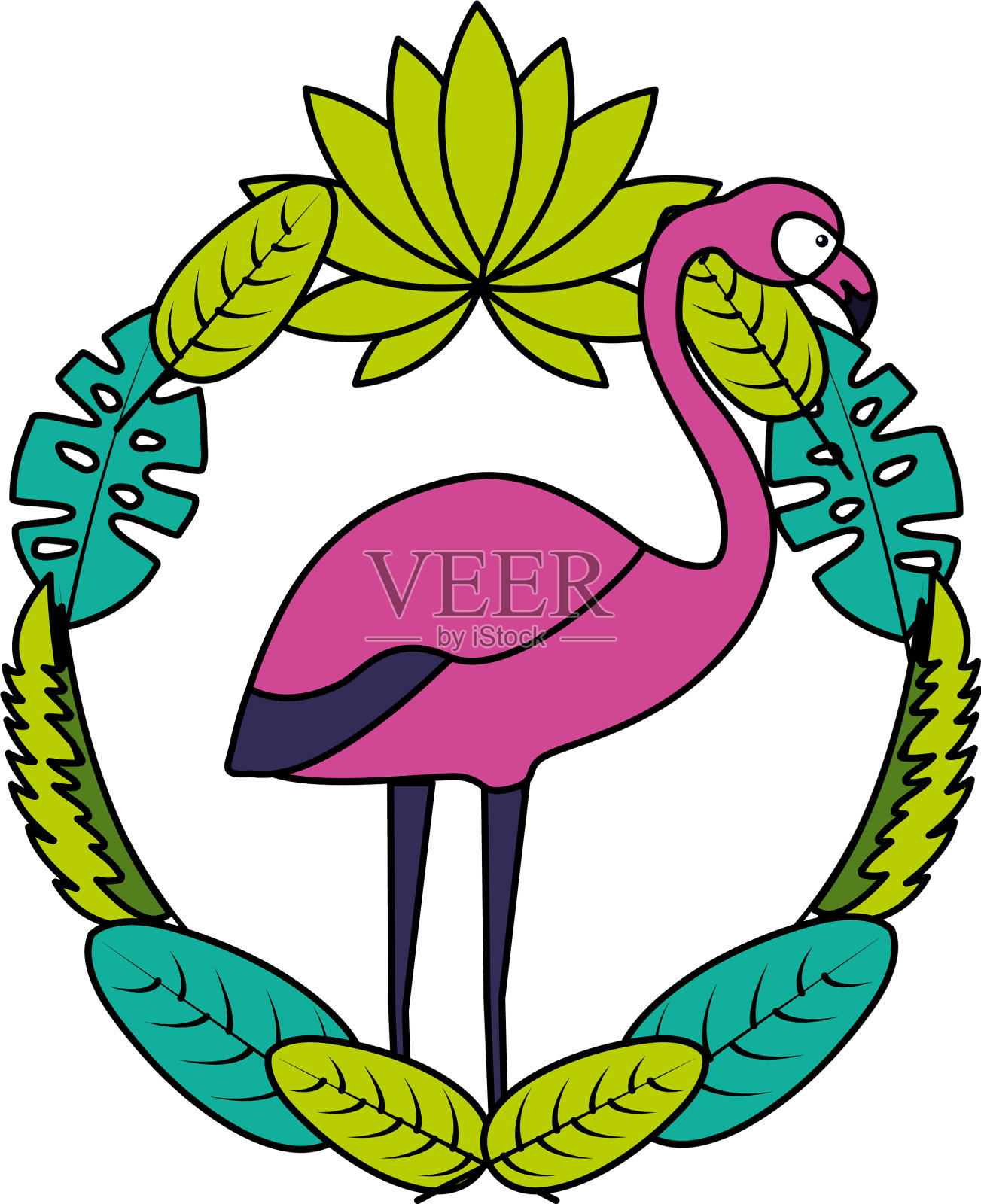 异国情调的火烈鸟离开热带设计元素图片