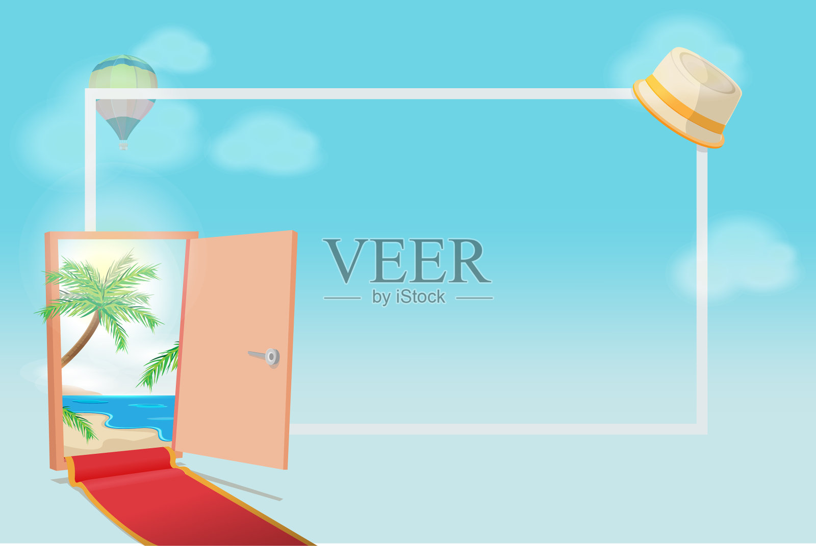 开门海滩背景度假插画图片素材