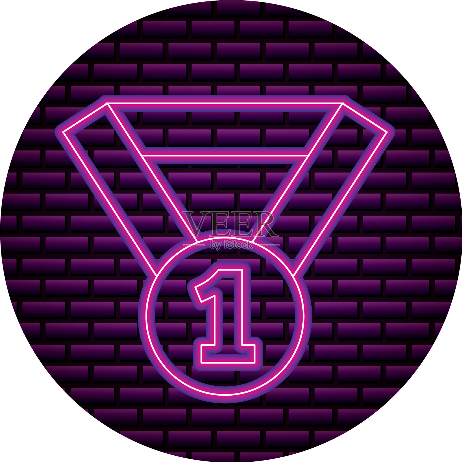 第一枚霓虹砖墙奖章设计元素图片