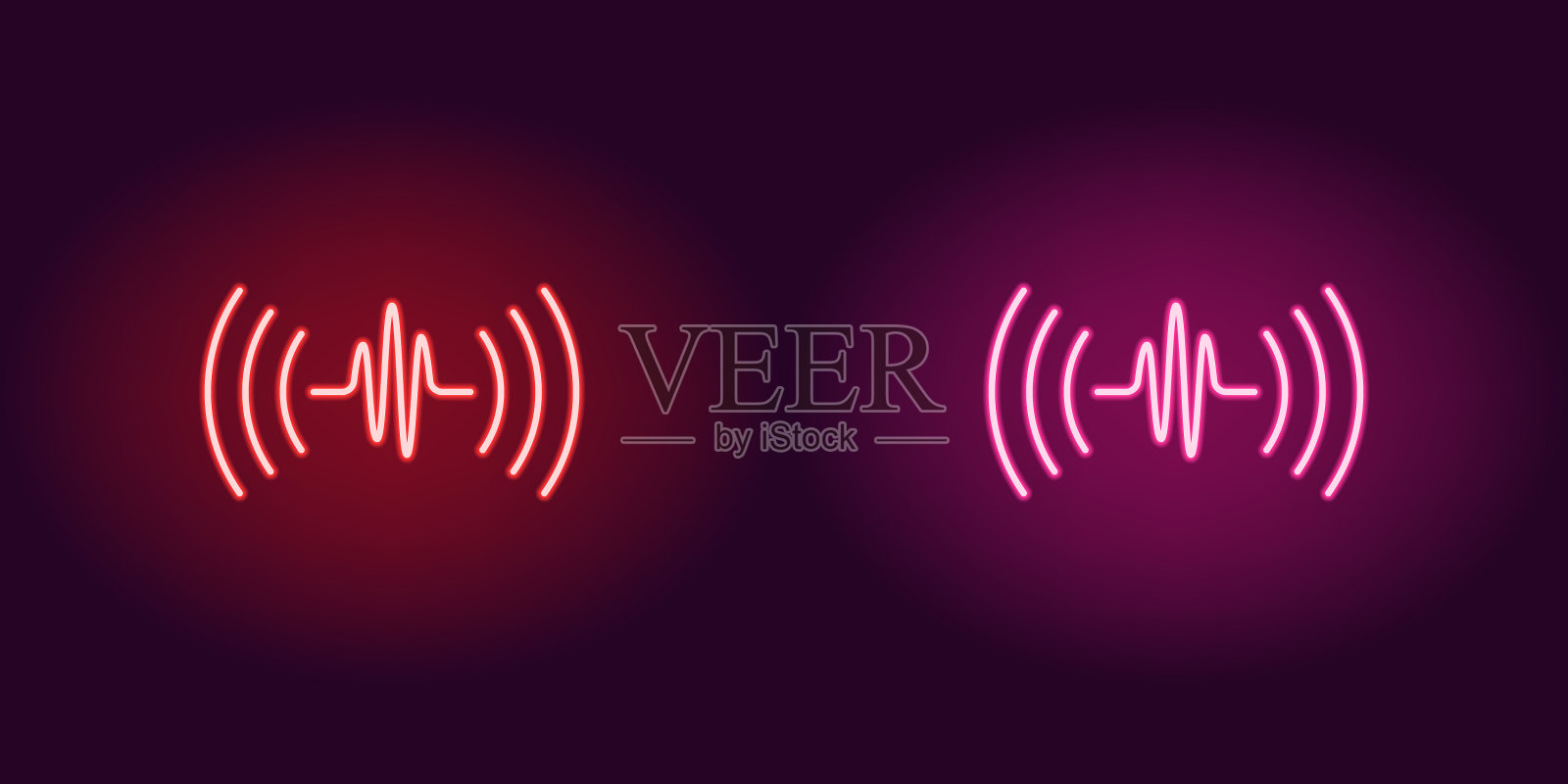 氖气、声波、发光的标志、声音、声音插画图片素材