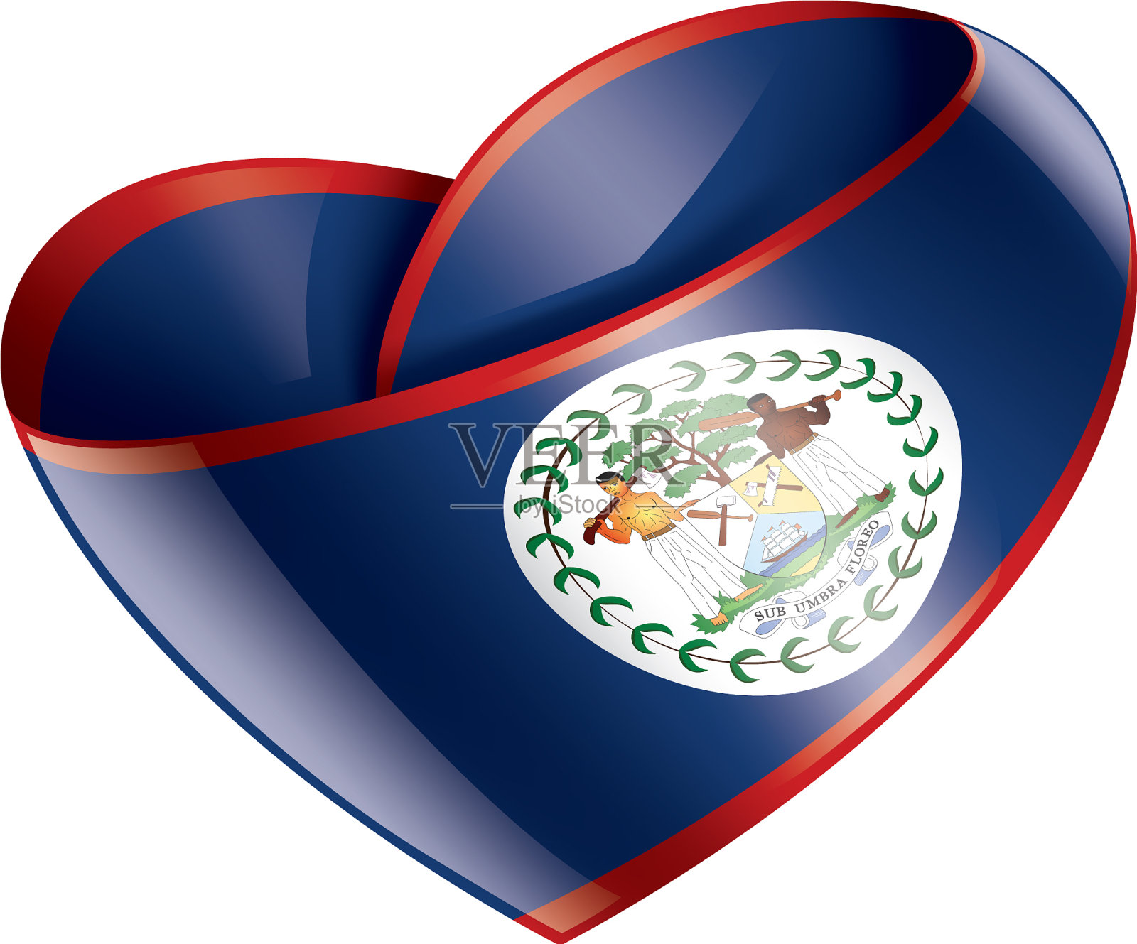 伯利兹国旗上有白色设计元素图片