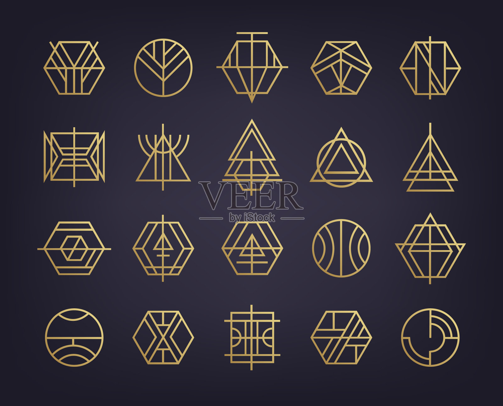 一套抽象的几何标志艺术装饰图标素材