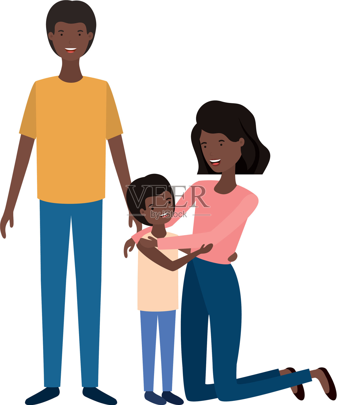 一对父母，儿子是阿凡达插画图片素材